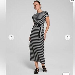 NWT SPANX Black and White Striped Midi Dress XS